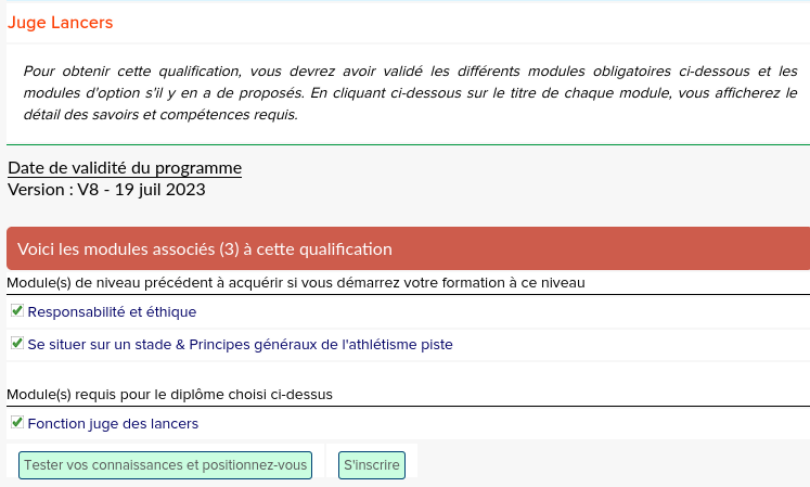 Modules formation juge lancers